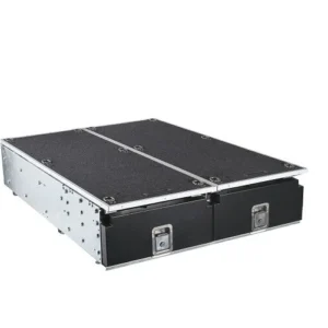 Vehicle Steel Twin Drawers with Split Fridge Style Sliding Trays (L)